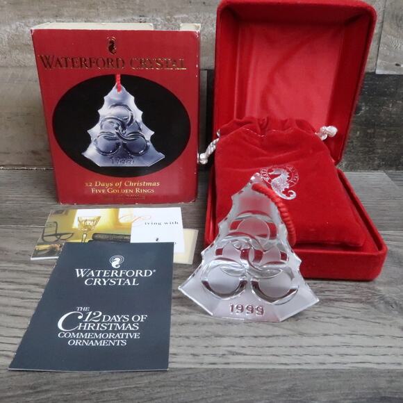 Waterford Crystal 12 Days Of Christmas Day 5 Five Gold Rings - Picture 1 of 5